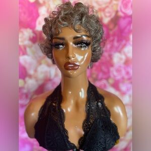 Salt & Pepper Curly Pixie Cut Wig- Color 51
